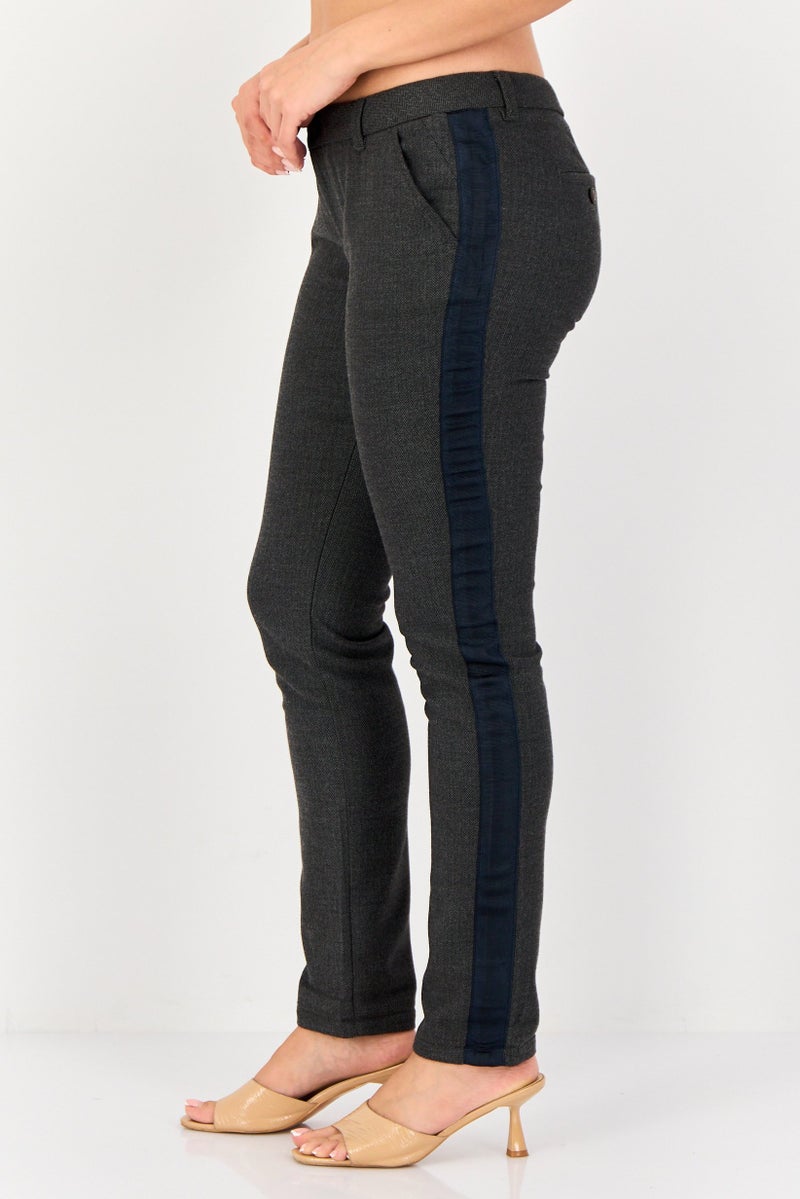 Reiko Women Chino Fit Heather Straight Leg Pants, Dark Grey - Image 2